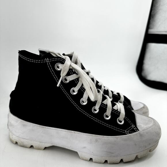 Converse Lugged Chuck Taylor All Star Sneakers High Top Platform Black White 7 - Picture 3 of 7